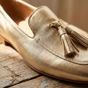 Ruby gold metallic loafers for women, view 3