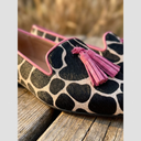 Susie pointed toe tassel loafers in animal print, view 2