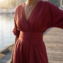 Solene jumpsuit with cinched waist and airy drape, view 7