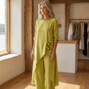 Daria two-piece set with asymmetric tunic and wide-leg trousers