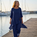 Daria two-piece set with asymmetric tunic and wide-leg trousers, view 2