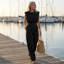 Hanne minimalist jumpsuit with defined waist, view 2