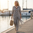 Tilly printed two-piece set with button-up top and straight-leg trousers