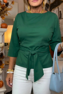 Calliope tie waist top with adjustable waist tie, view 6