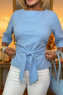 Calliope tie waist top with adjustable waist tie, view 2