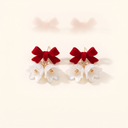 Holly bow flower earrings