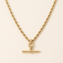 Remi gold T-bar necklace on a rope chain