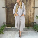 Vera two-piece set with oversized V-neck tunic and cropped wide-leg trousers, view 5