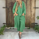 Vera two-piece set with oversized V-neck tunic and cropped wide-leg trousers, view 6