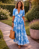 Della Floral V Neck Maxi Dress