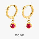 Sophia Birthstone Charm Huggie Hoop Earrings, view 16