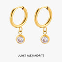 Sophia Birthstone Charm Huggie Hoop Earrings, view 15