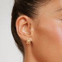 Genevieve Gold Sculptural Zircon Huggie Hoops