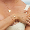Celestine Layered Herringbone and Pearl Bracelet, view 2