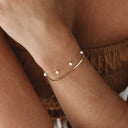 Celestine Layered Herringbone and Pearl Bracelet