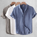 Freycinet Men's Cotton Linen Short Sleeve Button Shirt, view 5