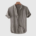 Freycinet Men's Cotton Linen Short Sleeve Button Shirt, view 4