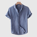 Freycinet Men's Cotton Linen Short Sleeve Button Shirt, view 2