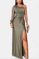 Dorothea One-Shoulder Draped Maxi Gala Dress
