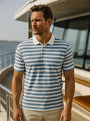 Griffin Men's Azure Nautical Polo Shirt, view 2