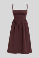 Adeline Classic Draped Midi Dress, view 2