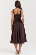 Adeline Classic Draped Midi Dress, view 4
