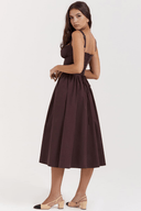 Adeline Classic Draped Midi Dress, view 5