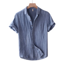 Freycinet Men's Cotton Linen Short Sleeve Button Shirt