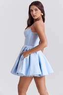 Carina Floral and Solid Colour Mini Dress, view 19