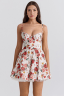 Carina Floral and Solid Colour Mini Dress, view 21