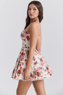 Carina Floral and Solid Colour Mini Dress, view 22
