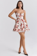 Carina Floral and Solid Colour Mini Dress, view 24