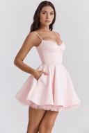 Carina Floral and Solid Colour Mini Dress, view 26