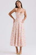 Bridget Draped Classic Waist Midi Dress, view 9