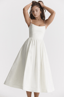 Amelie Figure-Flattering Draped Midi Dress, view 10