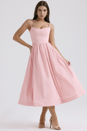 Amelie Figure-Flattering Draped Midi Dress, view 3