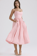 Amelie Figure-Flattering Draped Midi Dress, view 4