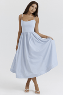 Amelie Figure-Flattering Draped Midi Dress, view 6