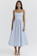 Amelie Figure-Flattering Draped Midi Dress, view 7
