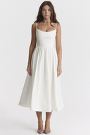 Amelie Figure-Flattering Draped Midi Dress, view 8