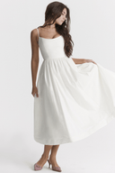 Amelie Figure-Flattering Draped Midi Dress, view 9