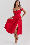 Aubrey Draped Midi Dress, view 13