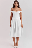 Aubrey Draped Midi Dress, view 21