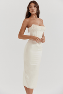 Adelaide Draped Premium Polyester Midi Dress, view 3