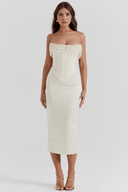 Adelaide Draped Premium Polyester Midi Dress, view 7