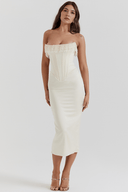 Adelaide Draped Premium Polyester Midi Dress, view 9