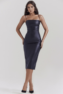 Blair Draped Midi Dress in Wine or Black, view 10