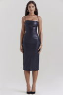 Blair Draped Midi Dress in Wine or Black, view 12