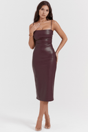 Blair Draped Midi Dress in Wine or Black, view 4