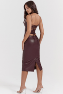 Blair Draped Midi Dress in Wine or Black, view 5